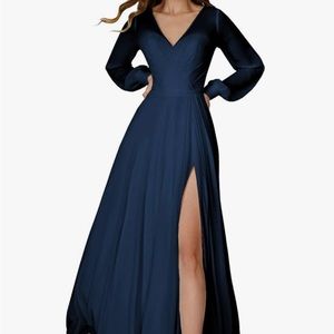 NWOT Navy chiffon gown size 12